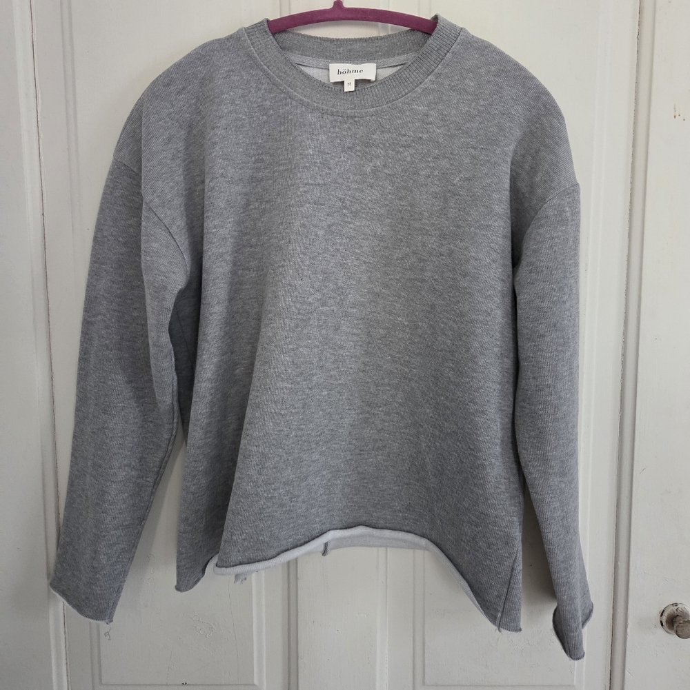 Böhme Heathered Grey Relaxed Raw Hem Sweatshirt